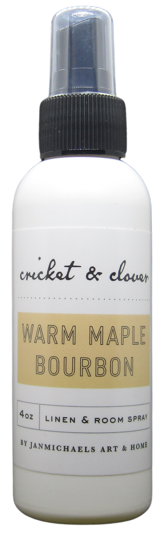 Warm Maple Bourbon linen and room spray bottle from cricket and clover, one of the best potpourri sprays