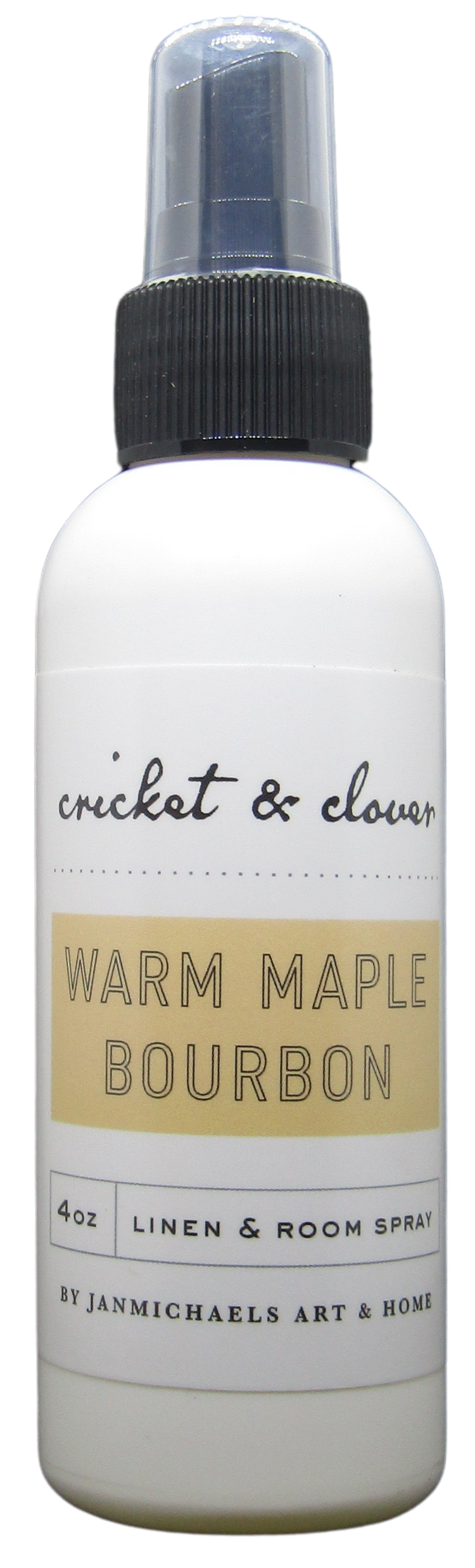 Warm Maple Bourbon linen and room spray bottle from cricket and clover, one of the best potpourri sprays