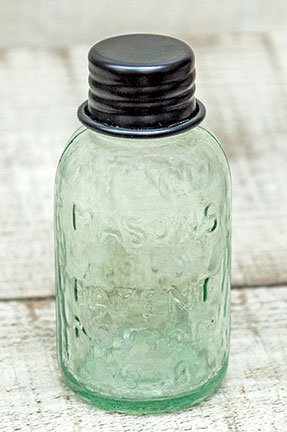 Antique Reproduction Embossed Mini Glass Mason Jar with lid- 2-Pack, holds 4 oz (250 ml)