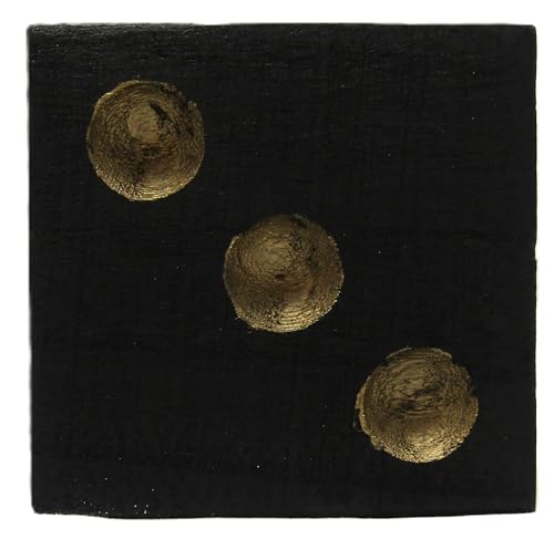 PD Home and Garden Decorative Black Wood Die with Gold Dots – 4 Inch Cube – Elegant Home Décor Accent Piece