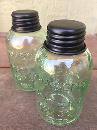 Antique Reproduction Embossed Mini Glass Mason Jar with lid- 2-Pack, holds 4 oz (250 ml)
