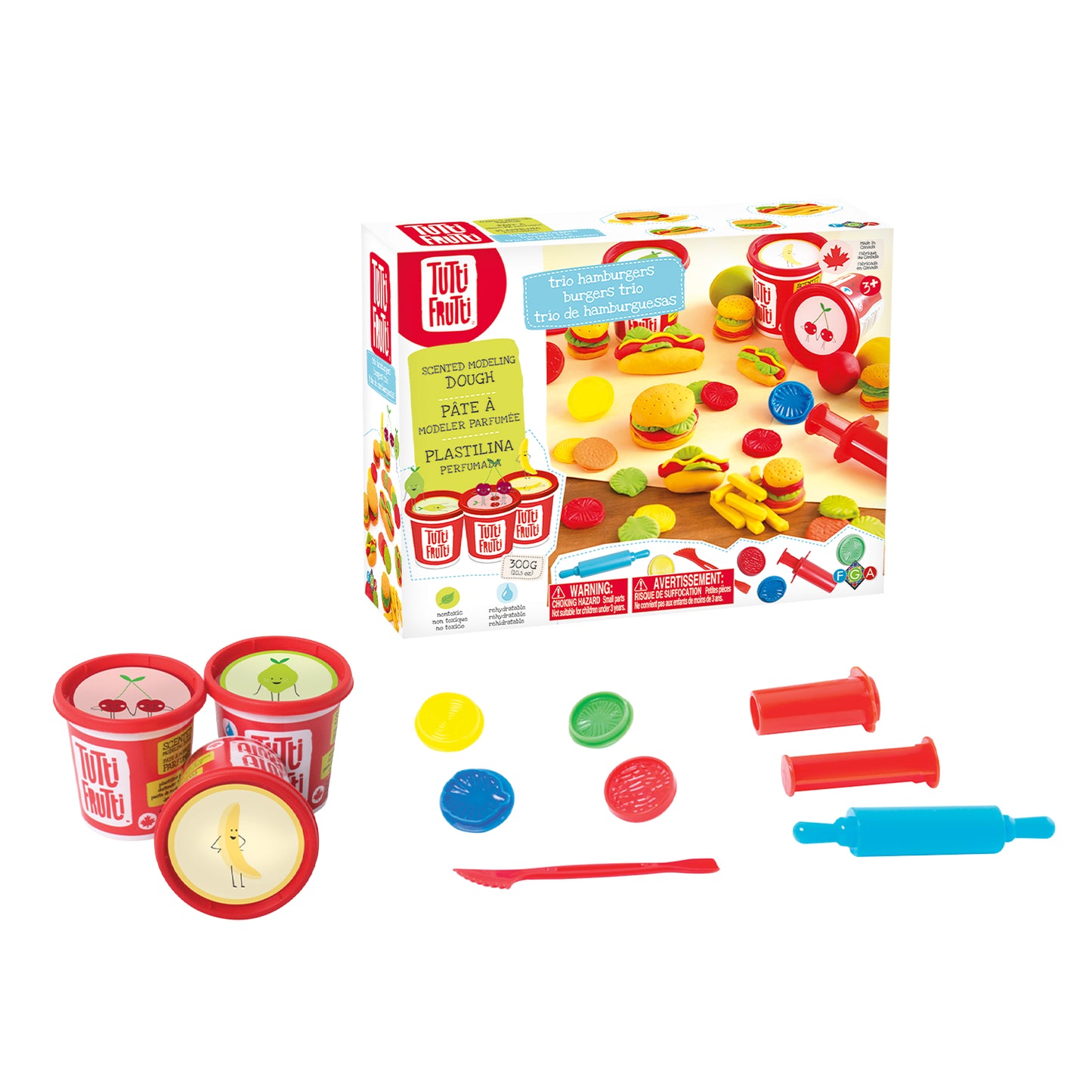 Tutti Frutti rehydratable, blendable, scented modeling dough kit: Burgers