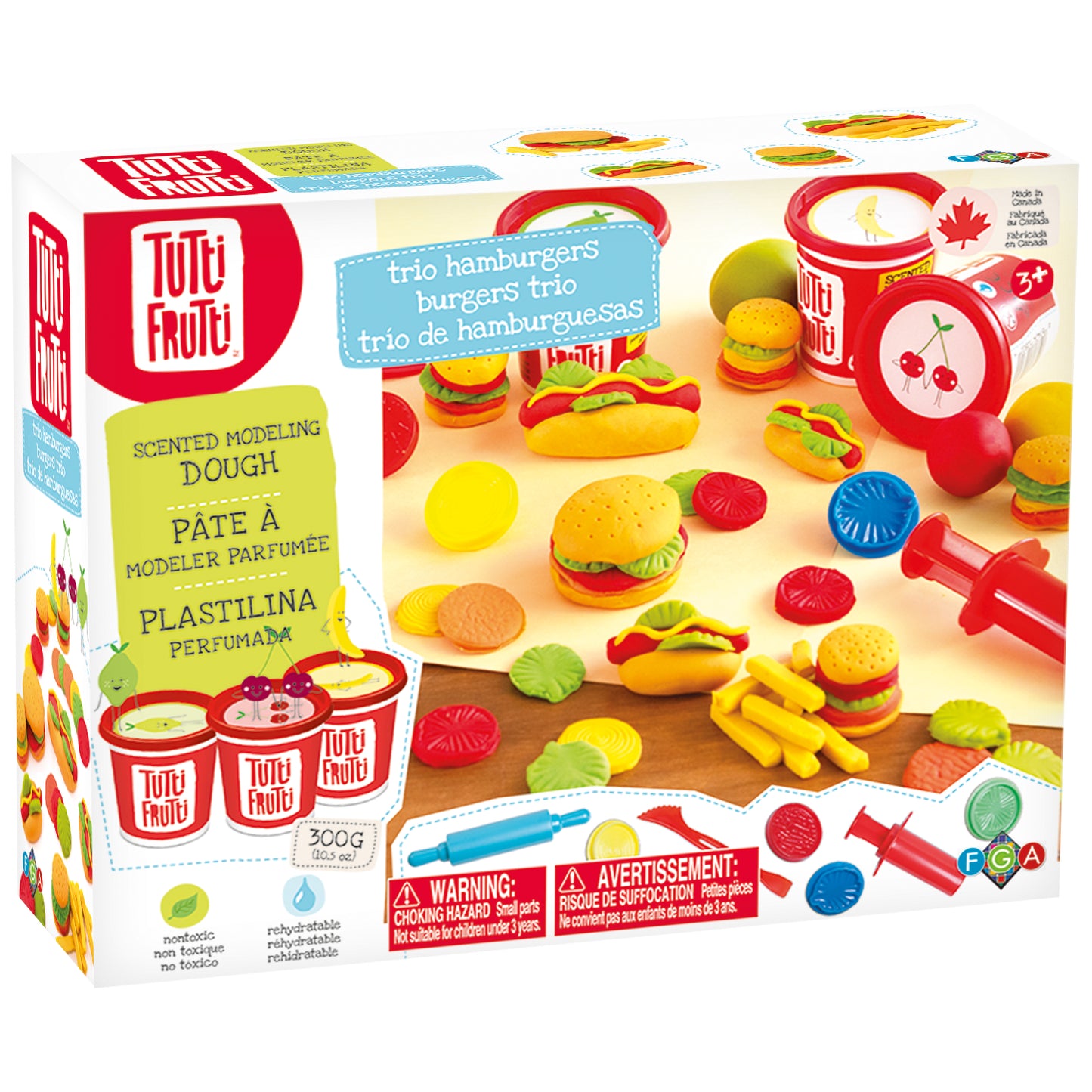 Tutti Frutti rehydratable, blendable, scented modeling dough kit: Burgers