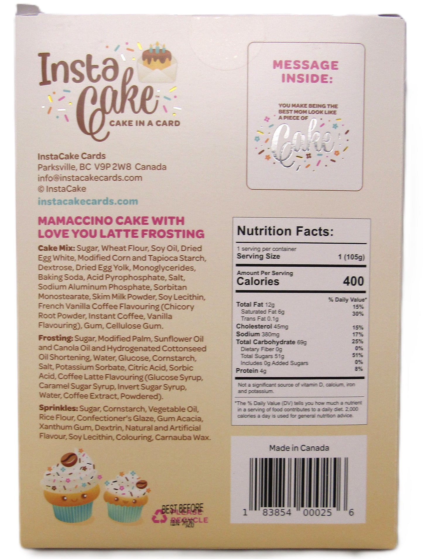 Happy Mother's Day Instacake Card Mamaccino Cake with Love you Latte Frosting