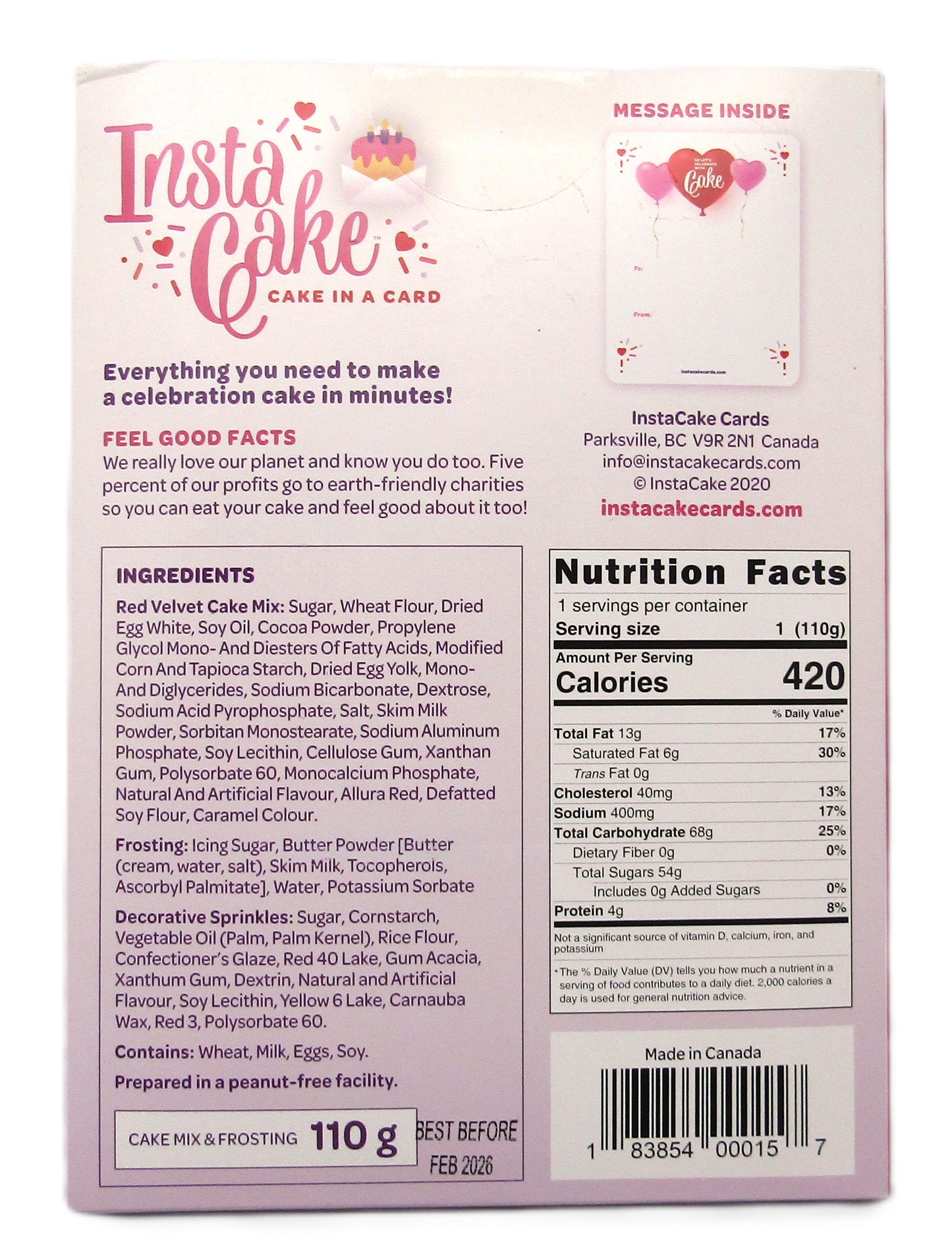 You're So Sweet Instacake Card Red Velvet Cake with Vanilla Frosting
