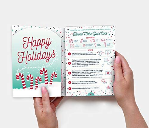 InstaCake Cards Christmas Card Let's Celebrate with Cake includes Single Serve Mug Cake Mix Vaniila Cake and Peppemint Frosting and sprinkles - anything4home
