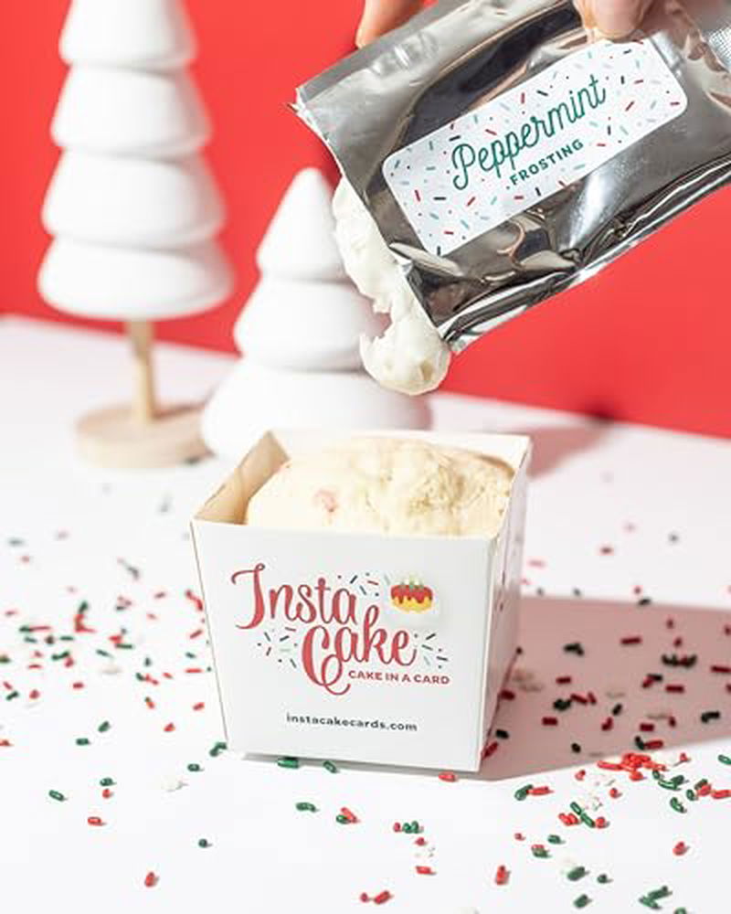 InstaCake Cards Christmas Card Let's Celebrate with Cake includes Single Serve Mug Cake Mix Vaniila Cake and Peppemint Frosting and sprinkles - anything4home