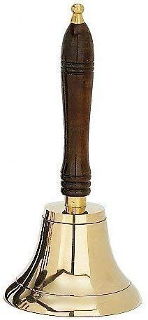 Large & Heavy Solid Brass Hand Bell School Bell Call Service Bell with Wood Handle 11"(H) 5"(D) - anything4home
