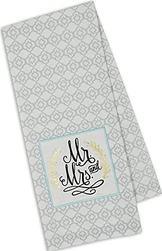 Mr and Mrs Embellished Kitchen White Towel - anything4home
