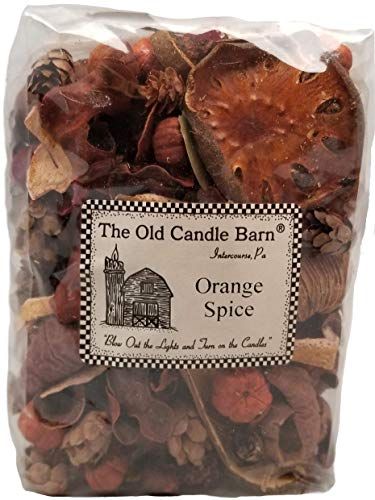 Old Candle Barn orange spice potpourri bag with dried orange slice pinecones cinnamon pods and petals