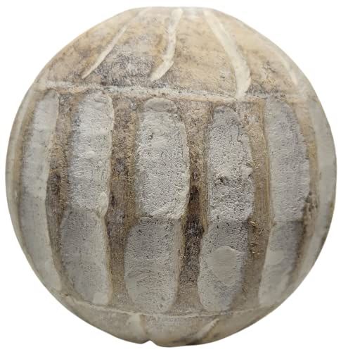 PD Home & Garden Carved Medallion Decorative Wood Ball with White Accents - anything4home