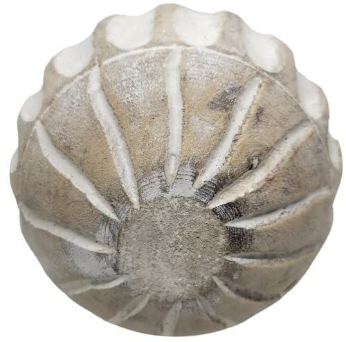 PD Home & Garden Carved Medallion Decorative Wood Ball with White Accents - anything4home