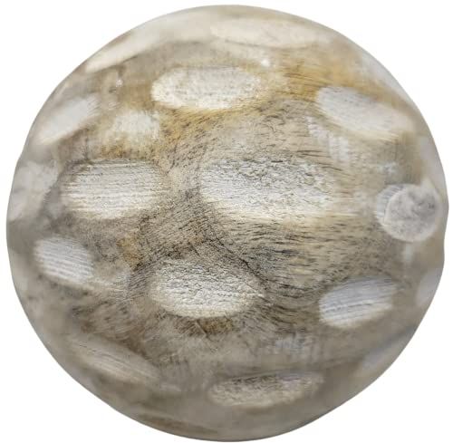 PD Home & Garden Carved Petals Decorative Wood Ball with White Accents - anything4home