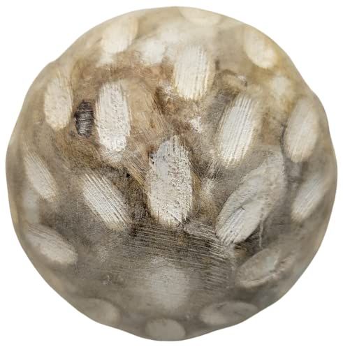 PD Home & Garden Carved Petals Decorative Wood Ball with White Accents - anything4home