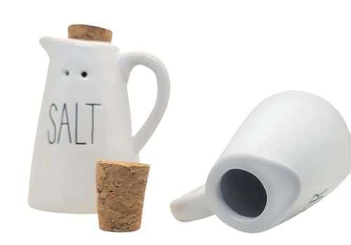 PD Home & Garden Ceramic Salt and Pepper Shaker Pitcher Set Rustic Farmhouse Vintage Kitchen and Table Decor White - anything4home