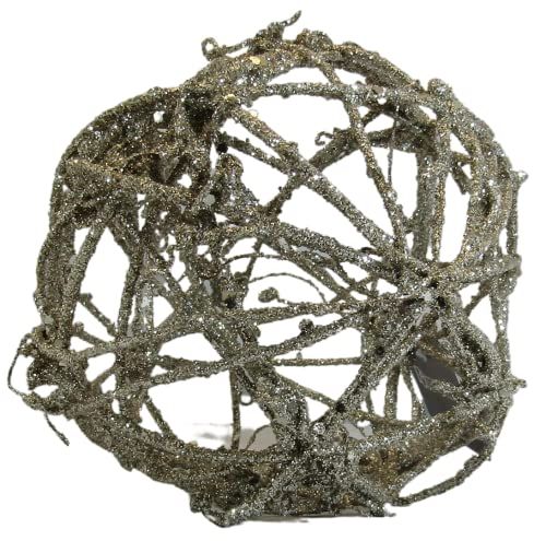 PD Home & Garden Glitter Wooden Vine Ball Sphere Rustic 5.5 inch Diameter - anything4home