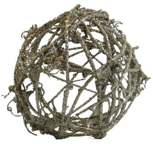 PD Home & Garden Glitter Wooden Vine Ball Sphere Rustic 5.5 inch Diameter - anything4home