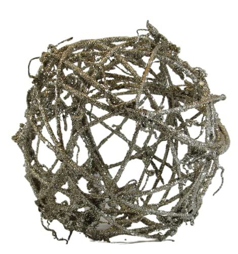 PD Home & Garden Glitter Wooden Vine Ball Sphere Rustic 5.5 inch Diameter - anything4home