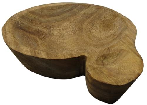 PD Home & Garden Wood Carved Bowl with Ear Spot for Potpourri, Rustic Woodland Decor Display 11.4 X 9.1 X 2 inches - anything4home