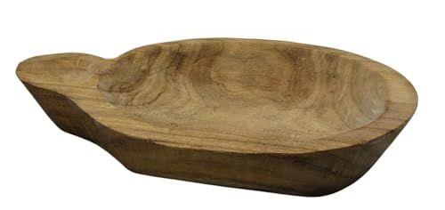 PD Home & Garden Wood Carved Bowl with Ear Spot for Potpourri, Rustic Woodland Decor Display 11.4 X 9.1 X 2 inches - anything4home