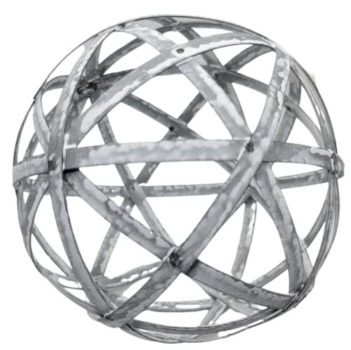 PD Home & Garden Woven Decorative Metal Sphere Accent Ball 4 inch Diameter with White Distressed Accents - anything4home