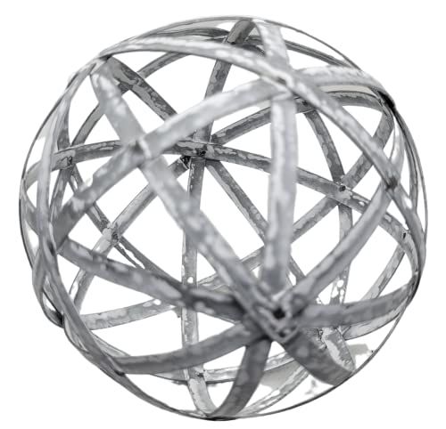 PD Home & Garden Woven Decorative Metal Sphere Accent Ball 4 inch Diameter with White Distressed Accents - anything4home