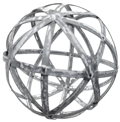 PD Home & Garden Woven Decorative Metal Sphere Accent Ball 4 inch Diameter with White Distressed Accents - anything4home