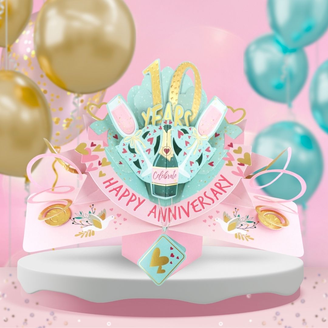 10 Years Happy 10th Anniversary Pop-Up Greeting Card