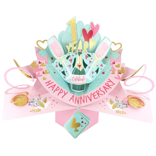 1 Year Happy 1st Anniversary Pop-Up Greeting Card