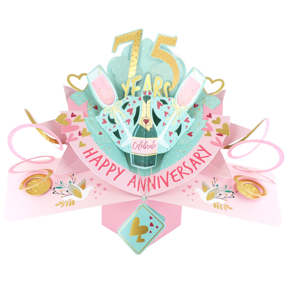 75 Years Happy 75th Anniversary Pop-Up Greeting Card