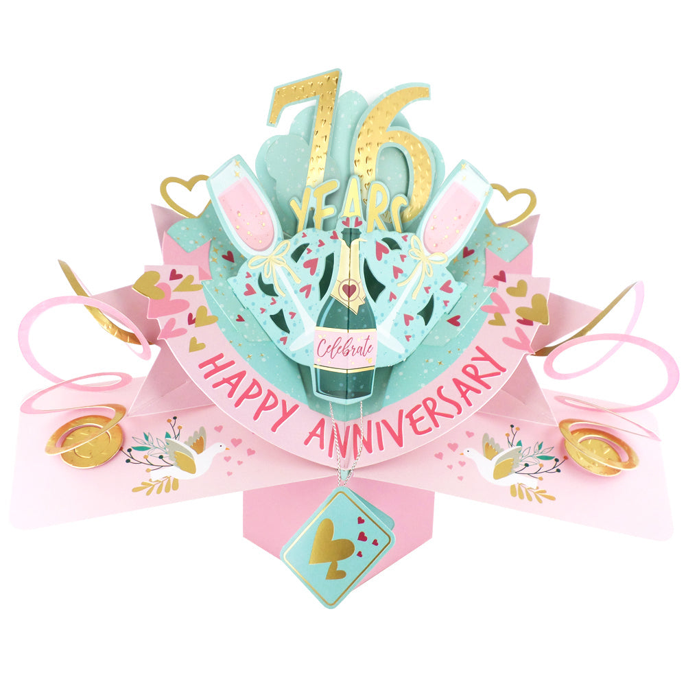76 Years Happy 76th Anniversary Pop-Up Greeting Card
