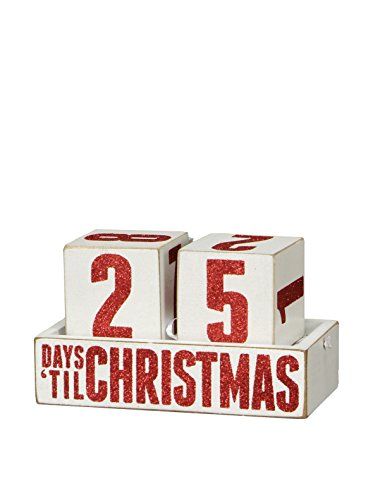 Primitives by Kathy Block Countdown-Day 'Til Christmas, 4.75x2.63x2.5, Red, White - anything4home