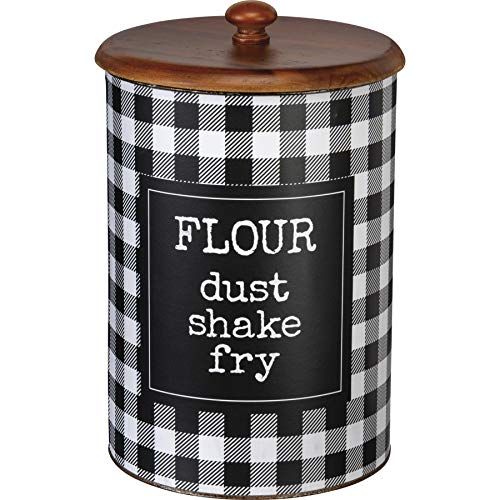 Primitives by Kathy Buffalo Check Canister Set: Flour Sugar Coffee Set of 3, Black/White - anything4home