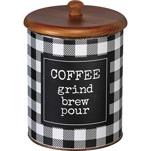 Primitives by Kathy Buffalo Check Canister Set: Flour Sugar Coffee Set of 3, Black/White - anything4home