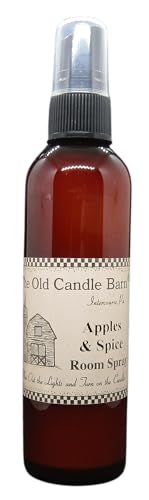 Old Candle Barn Apples and Spice room spray in amber bottle with clear spray cap