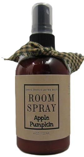 Shoots Roots and Leather Boots Apple Pumpkin room spray 4 oz amber bottle with fabric bow and black spray top
