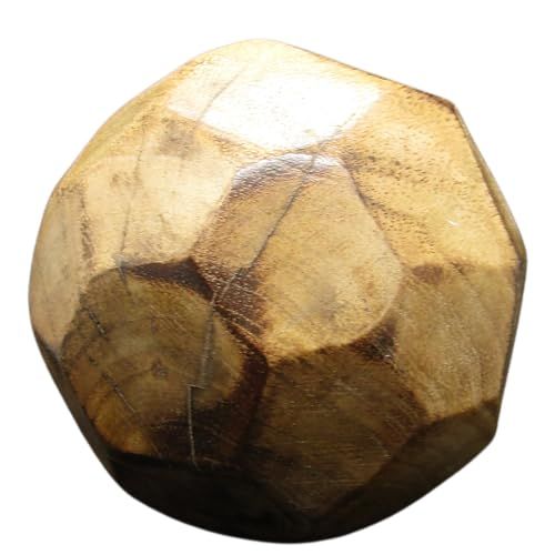 PD Home and Garden decorative wood ball for bowl carved faceted natural wood accent for tabletop decor