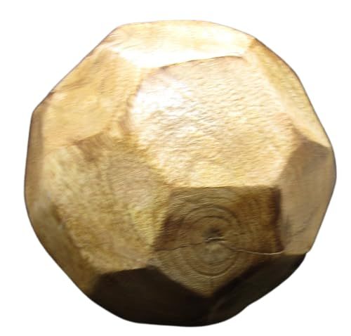PD Home and Garden faceted natural wood sphere decorative wood ball for bowl hand carved accent