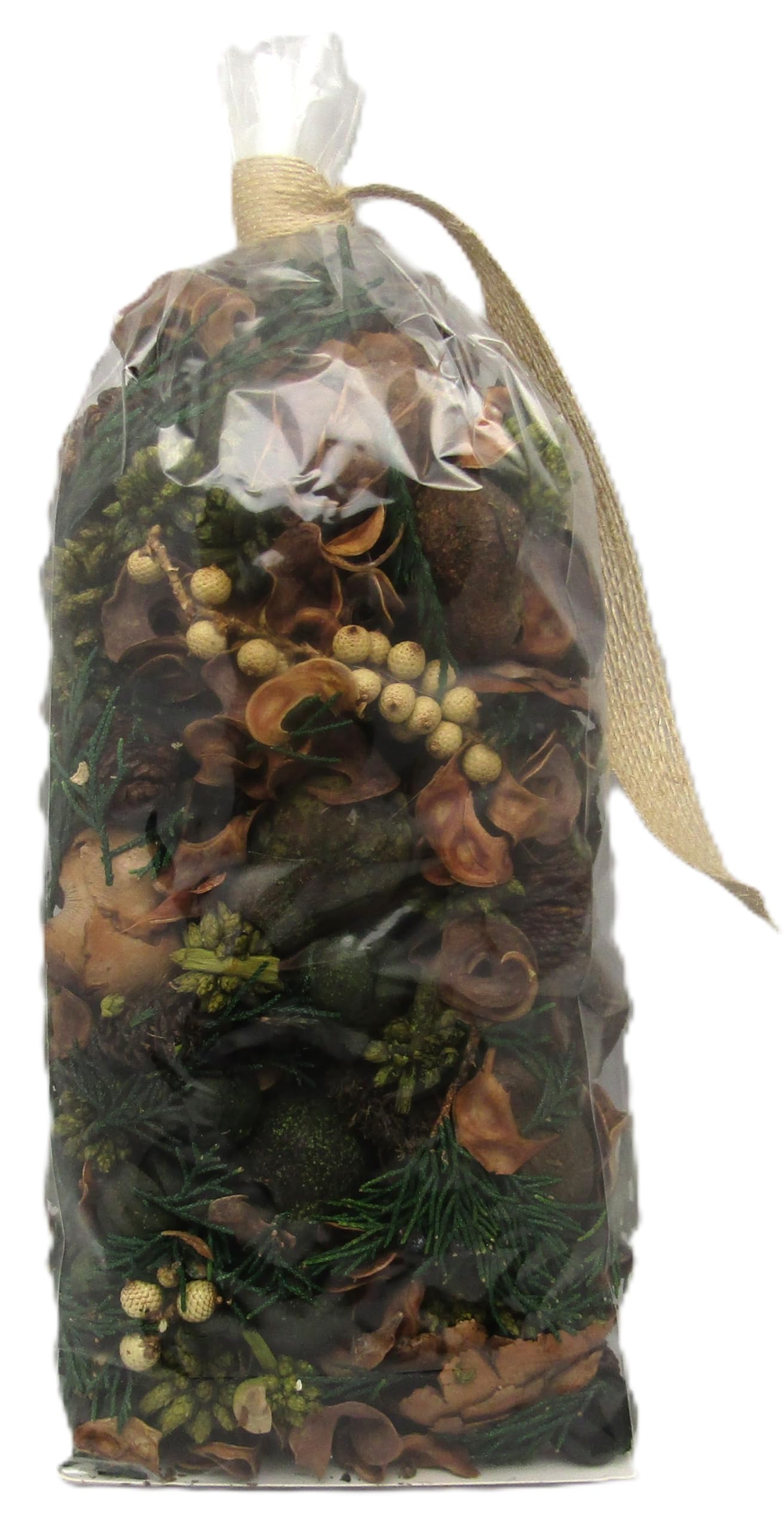 Balsam Orange Potpourri Bowl Filler with mixed dried botanicals and rustic natural elements in clear bag