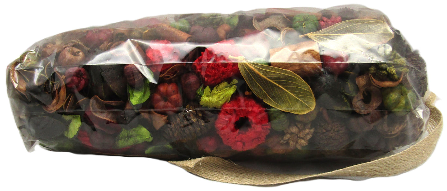 Shoots Roots leather boots apple cinnamon potpourri in clear bag with dried fruit and leaves