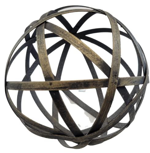 Audrey's brass decorative accent ball with intertwined metal bands for home decor