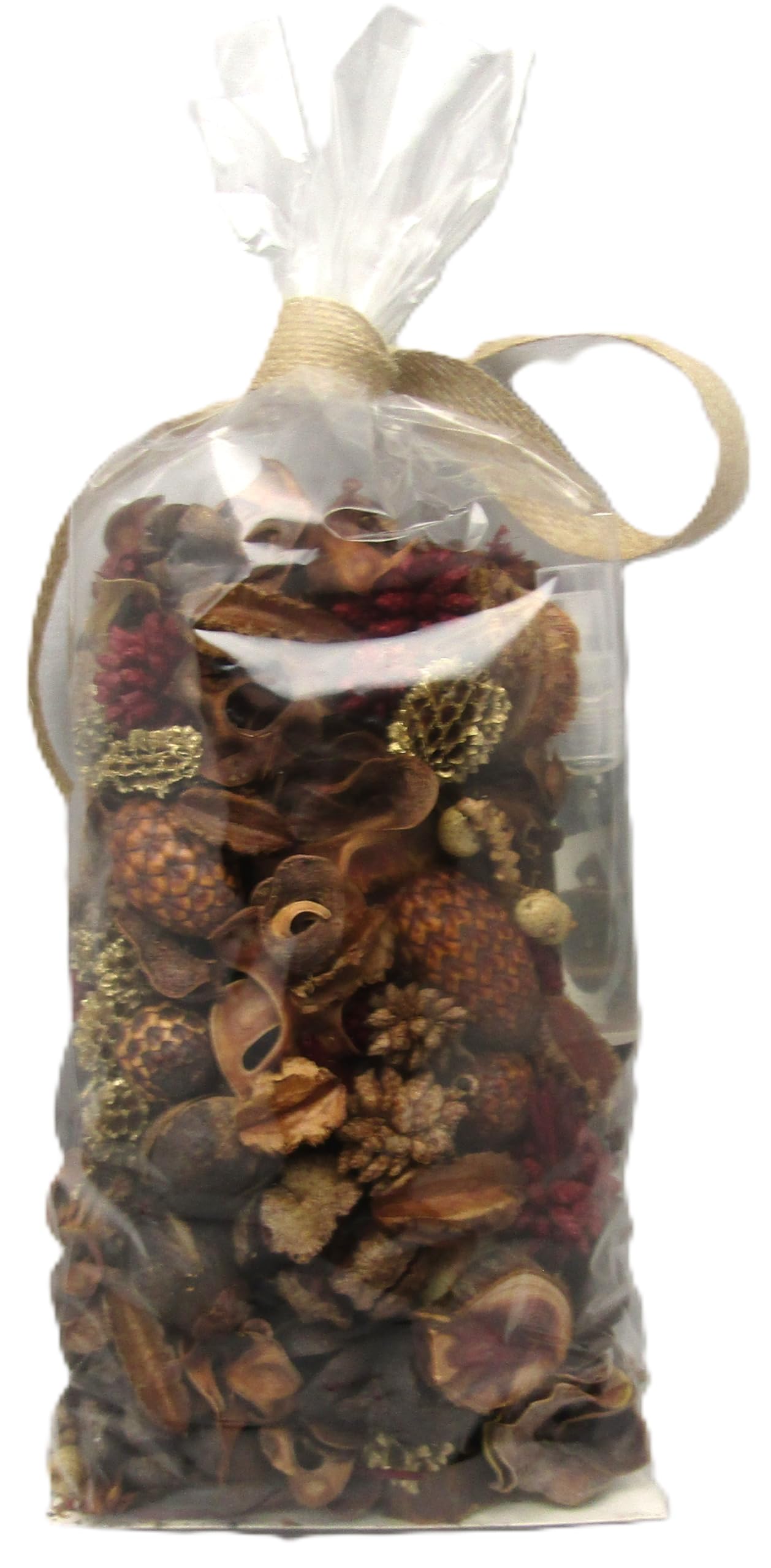 Handcrafted cedarwood potpourri in clear bag with natural dried botanicals and decorative ribbon
