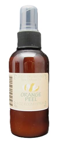 Just Browsing citrus home air freshener spray with orange peel scent in amber spray bottle