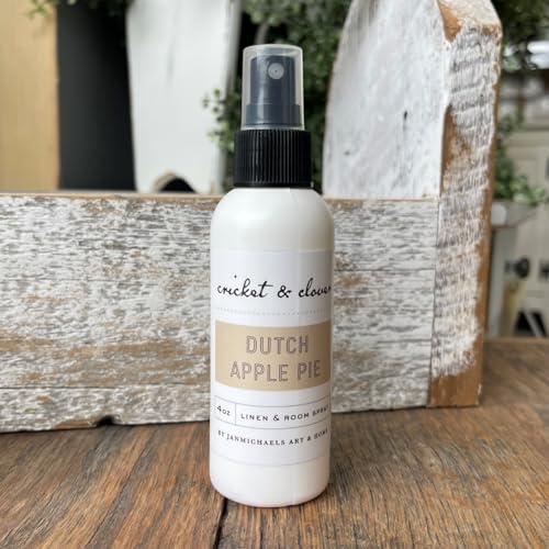 Cricket & Clover Dutch Apple Pie scented room spray home fragrance bottle on wooden surface