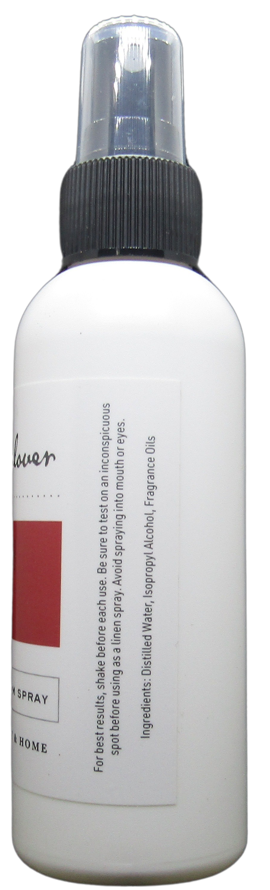 Cricket and Clover holiday scented home spray white plastic bottle with clear cap and red label