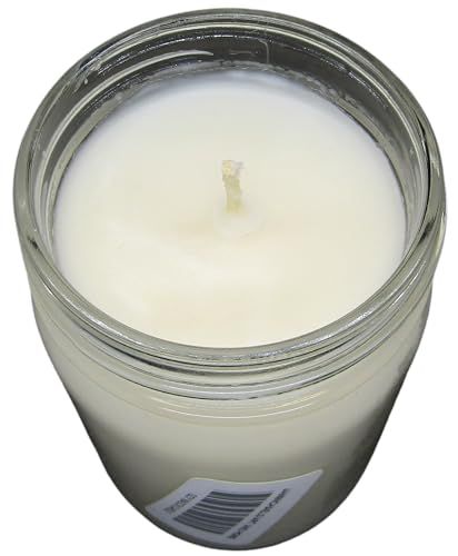 Cricket and Clover warm maple bourbon soy candle in clear glass jar top view white wax single wick