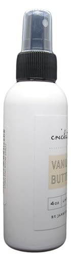Cricket & Clover vanilla bean buttercream room spray in white 4 oz bottle with black spray cap