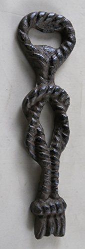 Decorative nautical rope bottle opener by Moby Dick Specialties with rustic metal finish