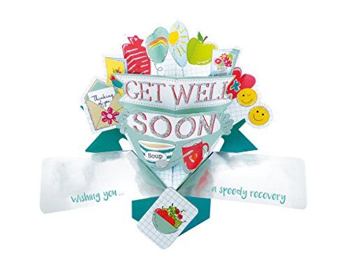 Second Nature Pop Ups get well soon pop up card with colorful health and recovery icons