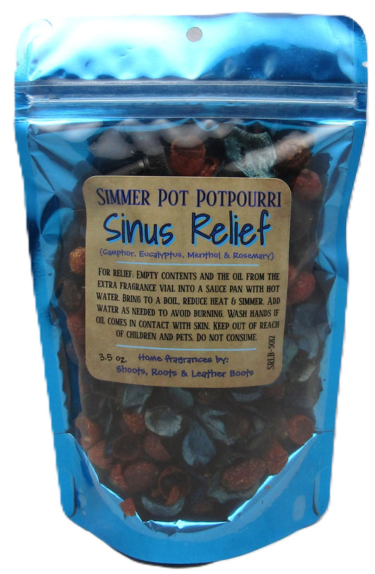 Shoots Roots Leather Boots herbal simmering potpourri Sinus Relief with eucalyptus menthol and rosemary